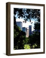 Natural Heart Formed by Trees Overlooking Buildings, Central Park in Summer, Manhattan, New York-Philippe Hugonnard-Framed Photographic Print