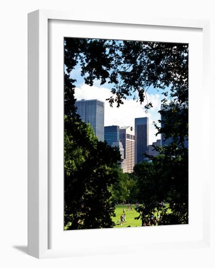 Natural Heart Formed by Trees Overlooking Buildings, Central Park in Summer, Manhattan, New York-Philippe Hugonnard-Framed Photographic Print