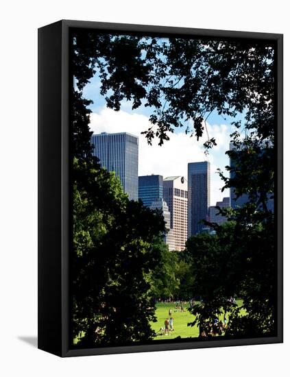 Natural Heart Formed by Trees Overlooking Buildings, Central Park in Summer, Manhattan, New York-Philippe Hugonnard-Framed Stretched Canvas