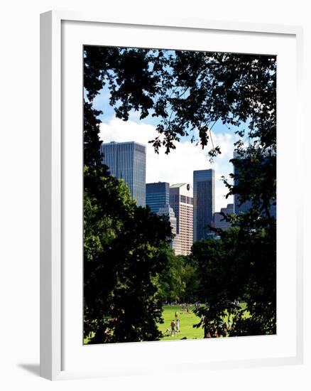 Natural Heart Formed by Trees Overlooking Buildings, Central Park in Summer, Manhattan, New York-Philippe Hugonnard-Framed Photographic Print