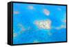 Natural Heart Shaped Coral Island in Great Barrier Reef near Cairns, Australia Seen from Above-dzain-Framed Stretched Canvas