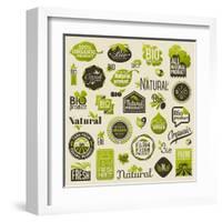 Natural Organic Product Labels, Emblems and Badges. Set of Vector Design Elements-ussr-Framed Art Print