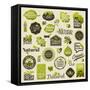 Natural Organic Product Labels, Emblems and Badges. Set of Vector Design Elements-ussr-Framed Stretched Canvas