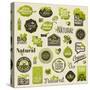 Natural Organic Product Labels, Emblems and Badges. Set of Vector Design Elements-ussr-Stretched Canvas