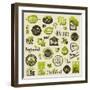 Natural Organic Product Labels, Emblems and Badges. Set of Vector Design Elements-ussr-Framed Art Print