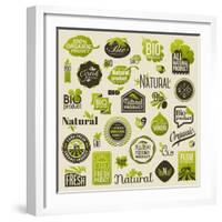 Natural Organic Product Labels, Emblems and Badges. Set of Vector Design Elements-ussr-Framed Art Print