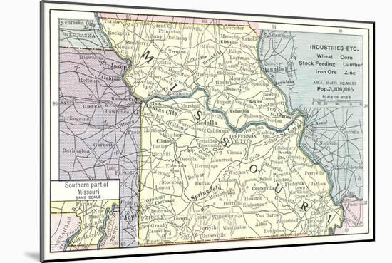 Natural Resources Map of Missouri-null-Mounted Art Print