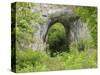 Natural Rock Arch Leading to Reynards Cave, Dovedale, Peak District Np, Derbyshire, UK-Gary Smith-Stretched Canvas