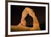 Natural sandstone arch in desert, at night with starry sky, Delicate Arch, Arches-Bob Gibbons-Framed Photographic Print