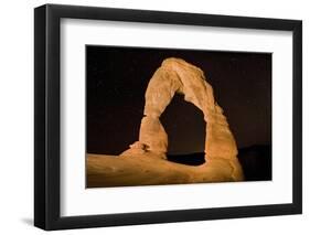 Natural sandstone arch in desert, at night with starry sky, Delicate Arch, Arches-Bob Gibbons-Framed Photographic Print