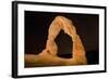 Natural sandstone arch in desert, at night with starry sky, Delicate Arch, Arches-Bob Gibbons-Framed Photographic Print