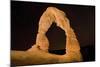 Natural sandstone arch in desert, at night with starry sky, Delicate Arch, Arches-Bob Gibbons-Mounted Photographic Print