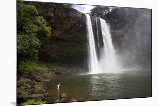 Natural Swimming Pool Below the Waterfall Wailua Falls on the Island of Kauai, Hawaii-Erik Kruthoff-Mounted Photographic Print