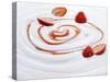 Natural Yogurt with Strawberries and Strawberry Sauce-null-Stretched Canvas