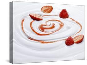Natural Yogurt with Strawberries and Strawberry Sauce-null-Stretched Canvas