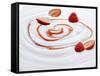 Natural Yogurt with Strawberries and Strawberry Sauce-null-Framed Stretched Canvas