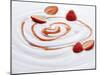 Natural Yogurt with Strawberries and Strawberry Sauce-null-Mounted Photographic Print