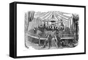 Naturalists Dining Inside a Model of a Dinosaur, Crystal Palace, Sydenham, New Year's Eve, 1853-null-Framed Stretched Canvas