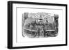 Naturalists Dining Inside a Model of a Dinosaur, Crystal Palace, Sydenham, New Year's Eve, 1853-null-Framed Giclee Print