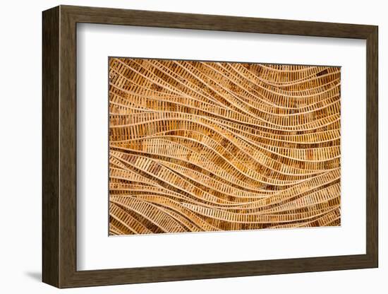 Nature Background of Brown Handicraft Weave Texture Bamboo Surface-wuttichok-Framed Photographic Print