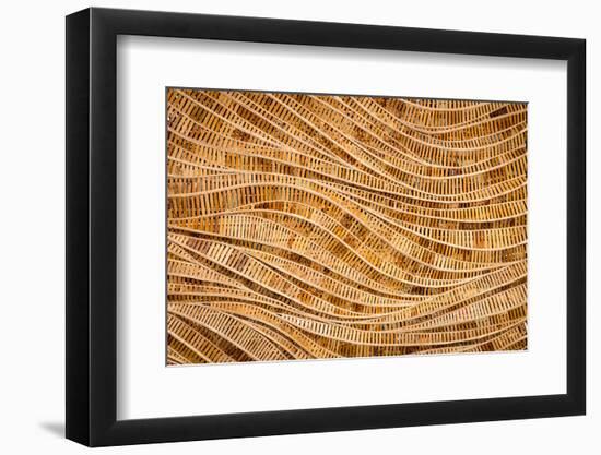 Nature Background of Brown Handicraft Weave Texture Bamboo Surface-wuttichok-Framed Photographic Print