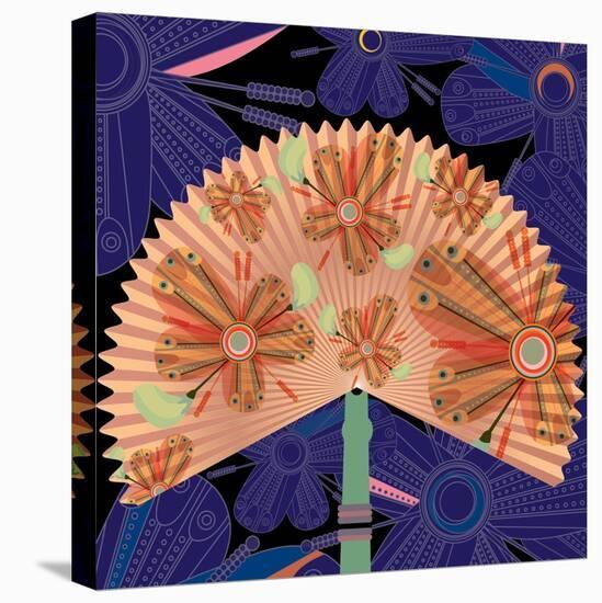 Nature Fan, Flower Purple Color-Belen Mena-Stretched Canvas