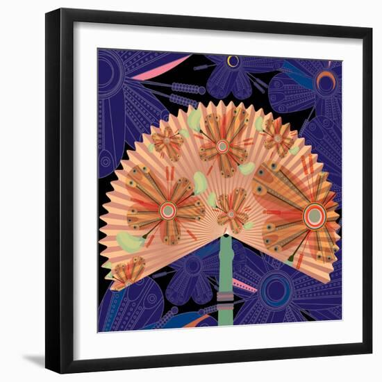Nature Fan, Flower Purple Color-Belen Mena-Framed Giclee Print