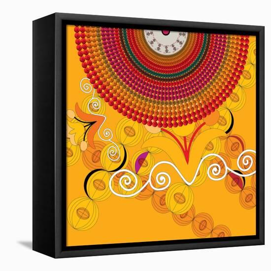 Nature Fan, Flower Yellow Color-Belen Mena-Framed Stretched Canvas