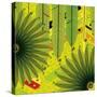 Nature Fan, Green Leaves Color-Belen Mena-Stretched Canvas