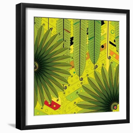 Nature Fan, Green Leaves Color-Belen Mena-Framed Giclee Print