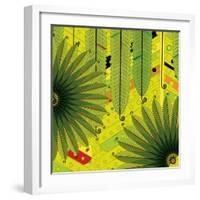 Nature Fan, Green Leaves Color-Belen Mena-Framed Giclee Print