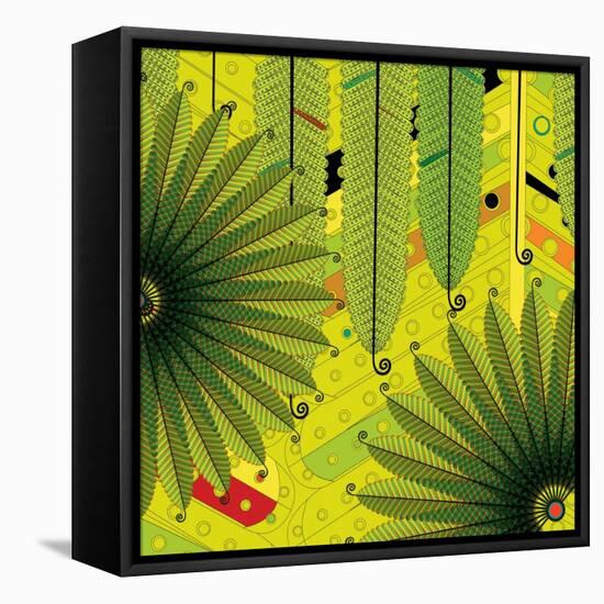 Nature Fan, Green Leaves Color-Belen Mena-Framed Stretched Canvas