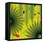 Nature Fan, Green Leaves Color-Belen Mena-Framed Stretched Canvas