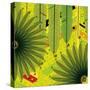 Nature Fan, Green Leaves Color-Belen Mena-Stretched Canvas