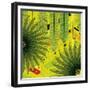 Nature Fan, Green Leaves Color-Belen Mena-Framed Giclee Print