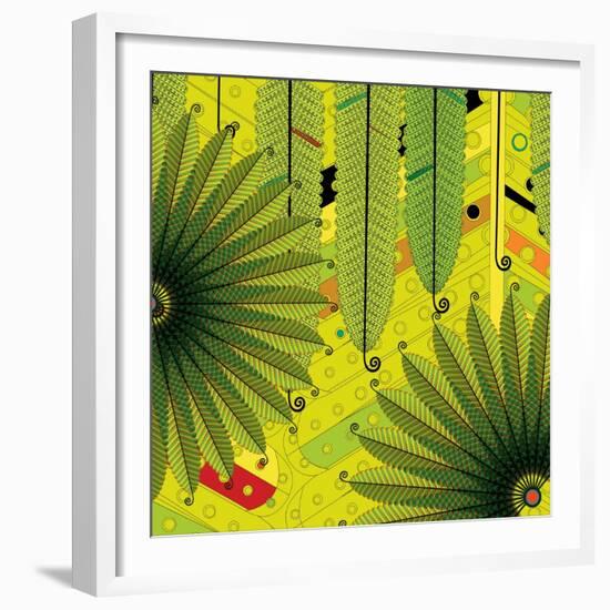 Nature Fan, Green Leaves Color-Belen Mena-Framed Giclee Print