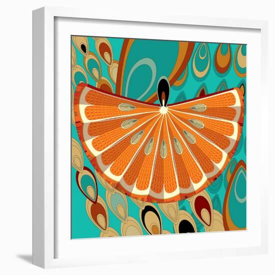 Nature Fan, Orange Color-Belen Mena-Framed Giclee Print