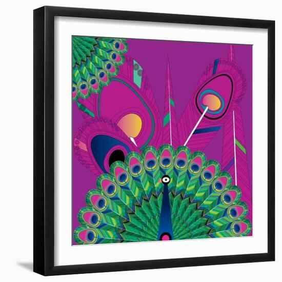 Nature Fan, Peacock Color-Belen Mena-Framed Giclee Print