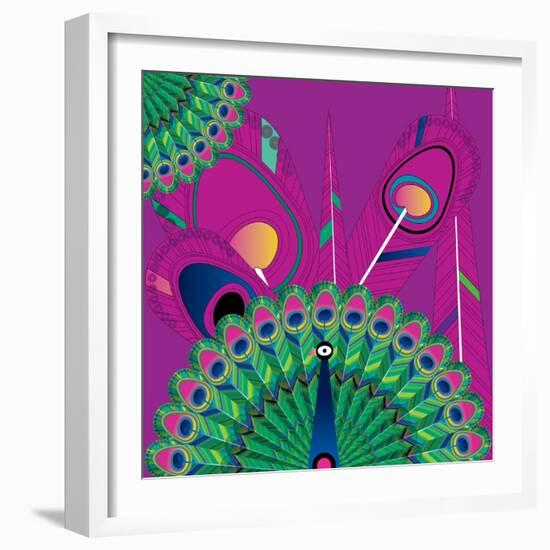 Nature Fan, Peacock Color-Belen Mena-Framed Giclee Print