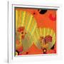 Nature Fan, Rooster Color-Belen Mena-Framed Giclee Print