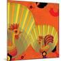 Nature Fan, Rooster Color-Belen Mena-Mounted Giclee Print