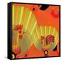 Nature Fan, Rooster Color-Belen Mena-Framed Stretched Canvas