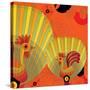 Nature Fan, Rooster Color-Belen Mena-Stretched Canvas