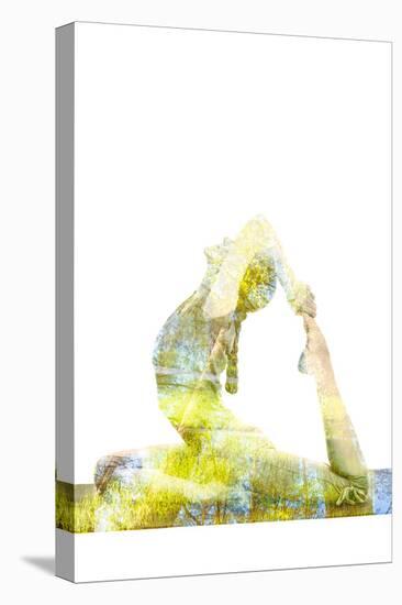 Nature Harmony Healthy Lifestyle Concept - Double Exposure Image of Woman Doing Yoga Asana King Pig-f9photos-Stretched Canvas