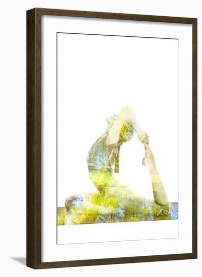 Nature Harmony Healthy Lifestyle Concept - Double Exposure Image of Woman Doing Yoga Asana King Pig-f9photos-Framed Photographic Print