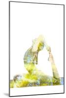 Nature Harmony Healthy Lifestyle Concept - Double Exposure Image of Woman Doing Yoga Asana King Pig-f9photos-Mounted Photographic Print