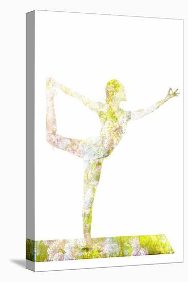 Nature Harmony Healthy Lifestyle Concept - Double Exposure Image of Woman Doing Yoga Asana Lord Of-f9photos-Stretched Canvas