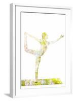 Nature Harmony Healthy Lifestyle Concept - Double Exposure Image of Woman Doing Yoga Asana Lord Of-f9photos-Framed Photographic Print