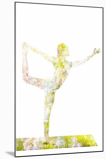 Nature Harmony Healthy Lifestyle Concept - Double Exposure Image of Woman Doing Yoga Asana Lord Of-f9photos-Mounted Photographic Print