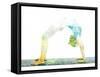 Nature Harmony Healthy Lifestyle Concept - Double Exposure Image of Woman Doing Yoga Asana Upward B-f9photos-Framed Stretched Canvas